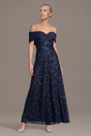 Picture of Off-the-Shoulder Embellished Chiffon A-Line Dress