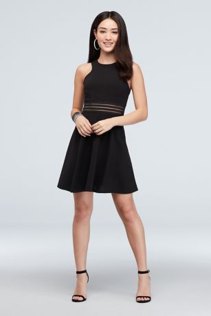 yes to the mesh black skater dress