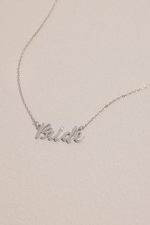 David's Bridal Script Bride Nameplate Necklace