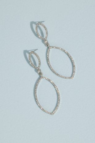 Picture of Pointed Oval Pave Hoop Earrings