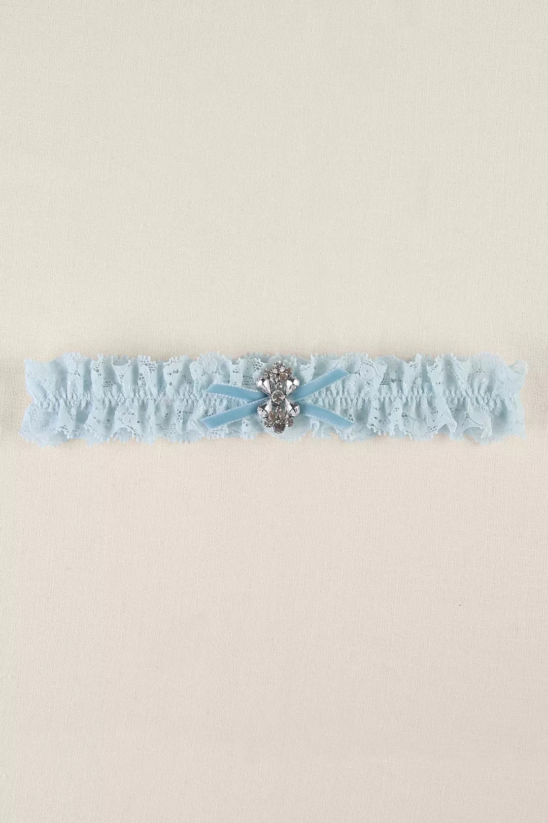 Blue Ruffled Lace Garter with Butterfly Brooch Image