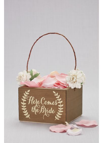Here Comes The Bride Wooden Flower Girl Basket David S Bridal