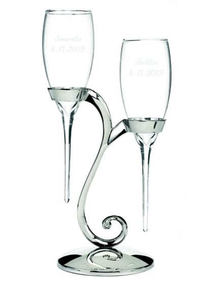 Personalized Elegant Raindrop Toasting Flutes David S Bridal