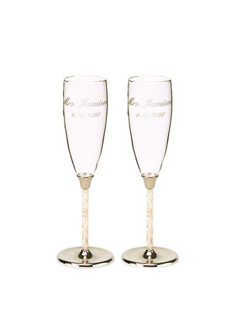 Personalized Elegant Raindrop Toasting Flutes David's Bridal