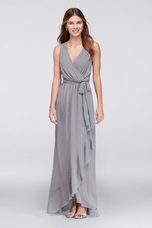 Multi Tiered Long Caplet Chiffon Dress - Davids Bridal