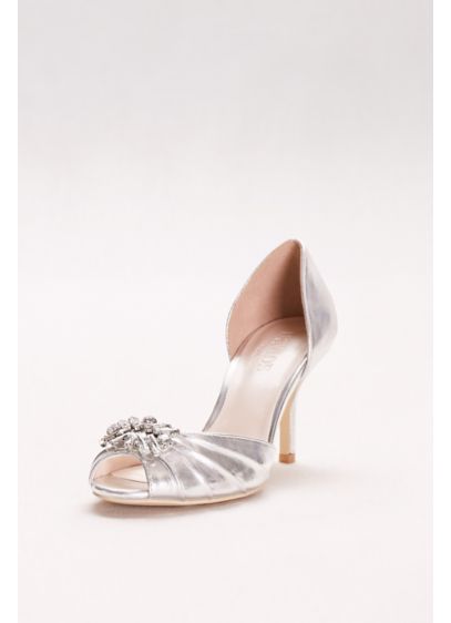 Metallic D'Orsay Peep-Toe Heels - Davids Bridal