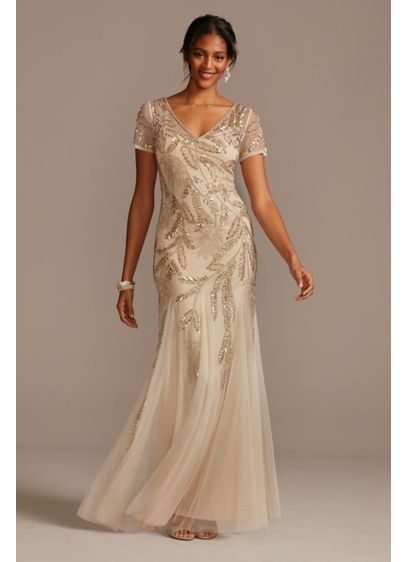 Long Mermaid / Trumpet Cap Sleeves Formal Dresses Dress - David's Bridal