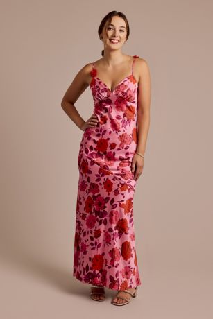 Picture of Rosette Strap Floral Print Slip Dress