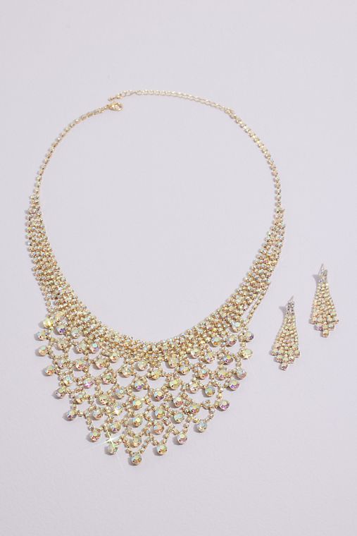 David's Bridal Colorful Crystal Lattice Quinceanera Jewelry Set