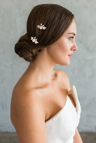 Picture of Swarovski Crystal Flower and Leaf Comb Set