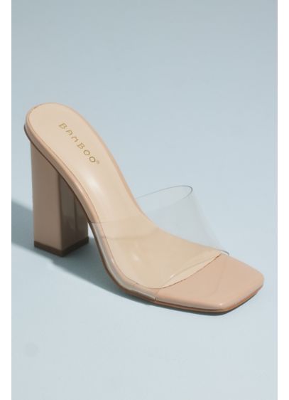 Bamboo Beige (Clear Square Heel Mules)