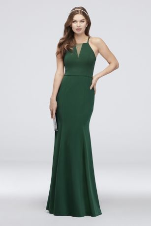 dark green high neck dress