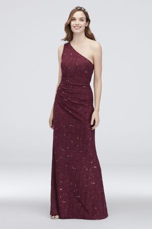 maroon one shoulder dress