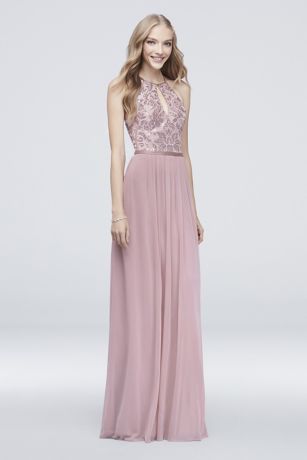 david's bridal rose gold sequin dress