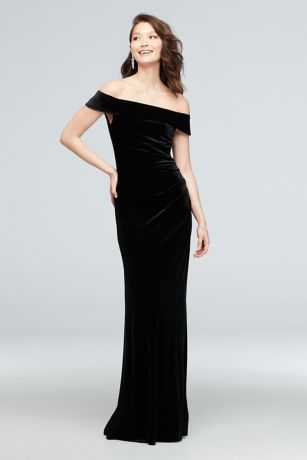 black velvet cold shoulder dress