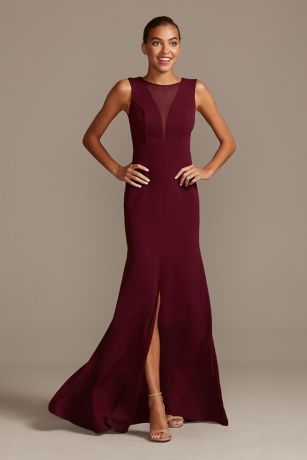 Picture of Illusion Deep-V Center Slit Stretch Crepe Dress