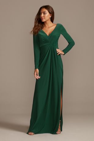 long sleeve dark green dress