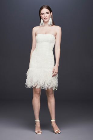 white short feather dress