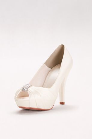 Charmeuse Pleated Peep Toe with Crystal 