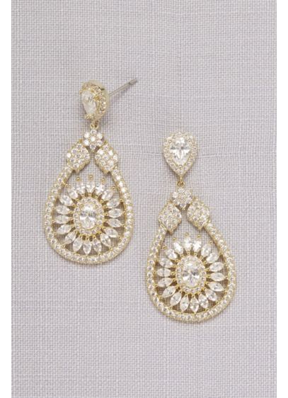 Crystal Medallion Drop Earrings | David's Bridal