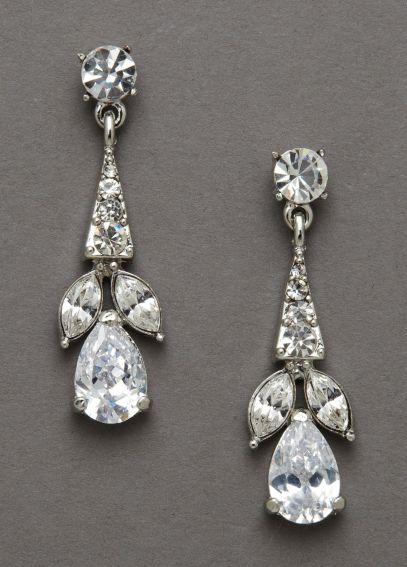 Crystal Earrings with Pear Shaped Stones - Davids Bridal