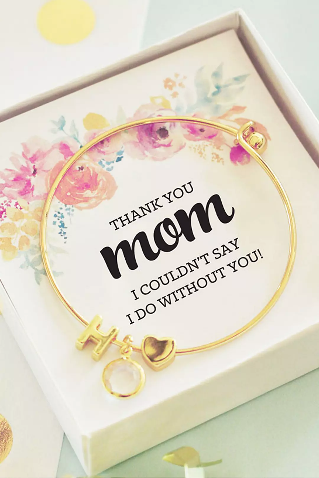 Personalized Gold Monogram Floral Mom Bracelet Image