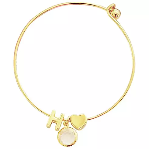 Personalized Gold Floral Flower Girl Bracelet Image 4