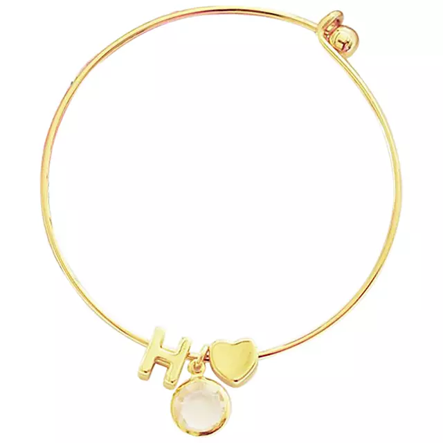 Personalized Gold Floral Flower Girl Bracelet Image 4