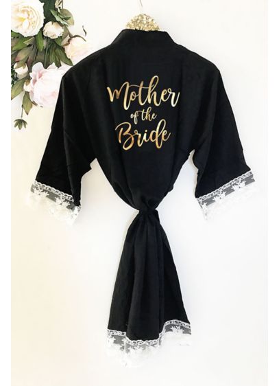 Event Blossom Grey (Mother of the Bride Cotton Robe With Lace Trim)