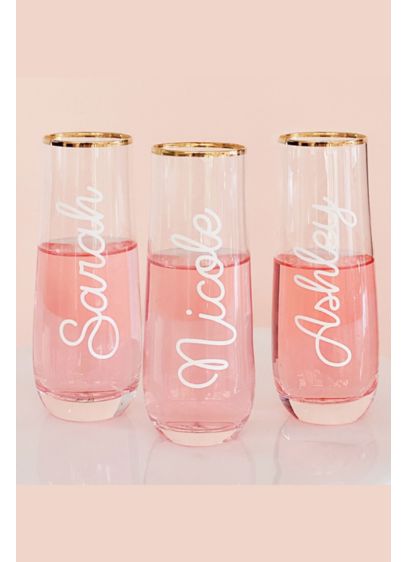 Personalized Stemless Glass Flute - Wedding Gifts & Decorations