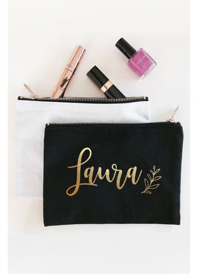 Event Blossom Black (Personalized Leaf Canvas Cosmetic Bag)
