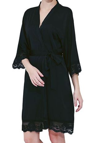 black satin lace robe