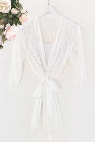 white bridal robe lace