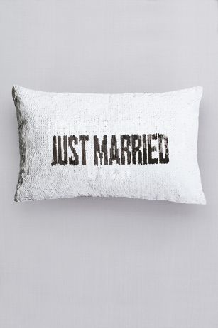 Just Married Flip Sequin Pillow With Velour Back David S Bridal