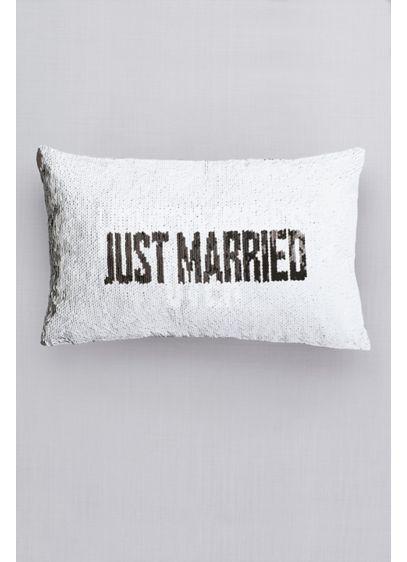 Just Married Flip Sequin Pillow With Velour Back David S Bridal