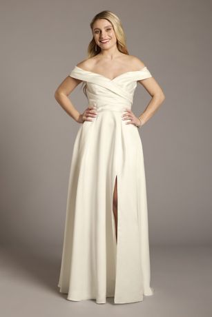 Picture of Off-the-Shoulder Satin Ball Gown Wedding Dress