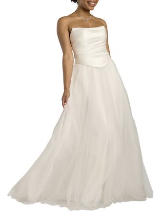 Picture of The Edit By DB Studio Strapless Satin And Tulle Ball Gown Wedding Dress in Soft White Size: 24W David's Bridal