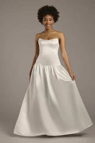 Picture of Drop Waist Satin A-Line Wedding Dress