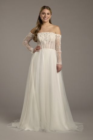 Picture of Off-the-Shoulder Tulle Corset A-Line Wedding Dress