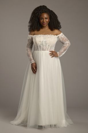 Picture of Off-the-Shoulder Tulle Corset A-Line Wedding Dress