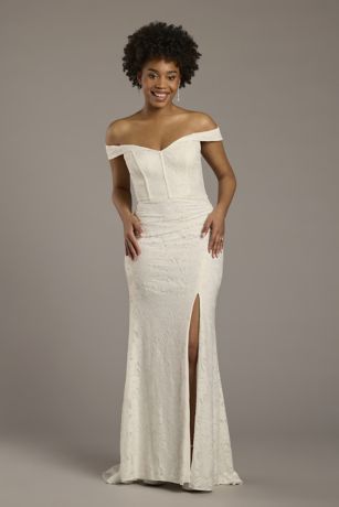 Picture of Corset Bodice Lace Off-the-Shoulder Wedding Dress