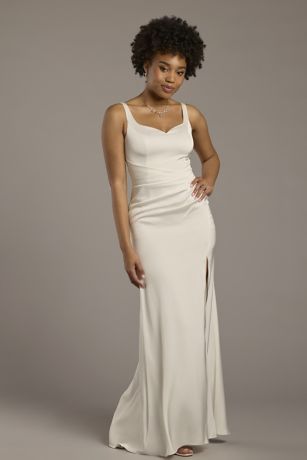 Picture of Matte Satin Draped Sheath Tank Wedding Dress