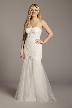 Picture of Strapless Beaded Lace Mermaid Wedding Dress