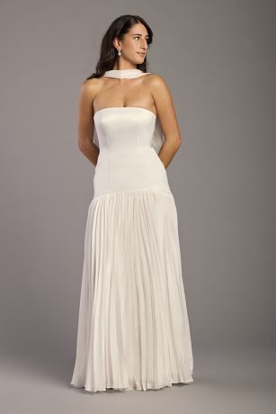 Picture of Satin and Chiffon Drop Waist Wedding Dress
