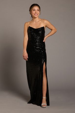 Picture of Sculpted Strapless Neckline Sequin Sheath Dress