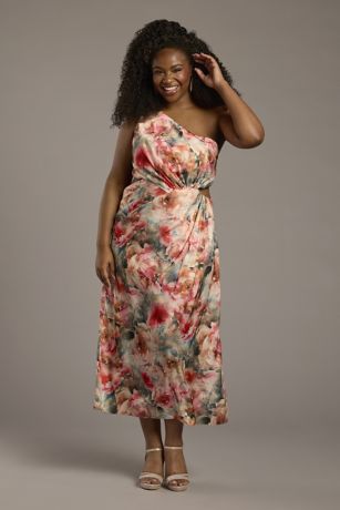 Picture of One-Shoulder Charmeuse Sheath with Cutout