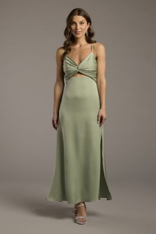 Picture of Charmeuse Twist Bodice Sheath with Cutout