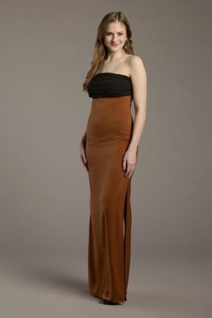 Picture of Strapless Charmeuse Mixed Column Dress
