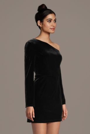 Picture of Long Sleeve Velvet Off-the-Shoulder Mini Dress