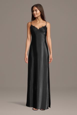 Picture of Lace Trim Charmeuse Spaghetti Strap Slip Dress